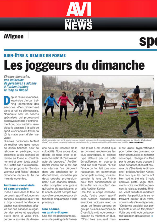  Article avinews Sunday Workout Avignon les joggeurs du dimanche
